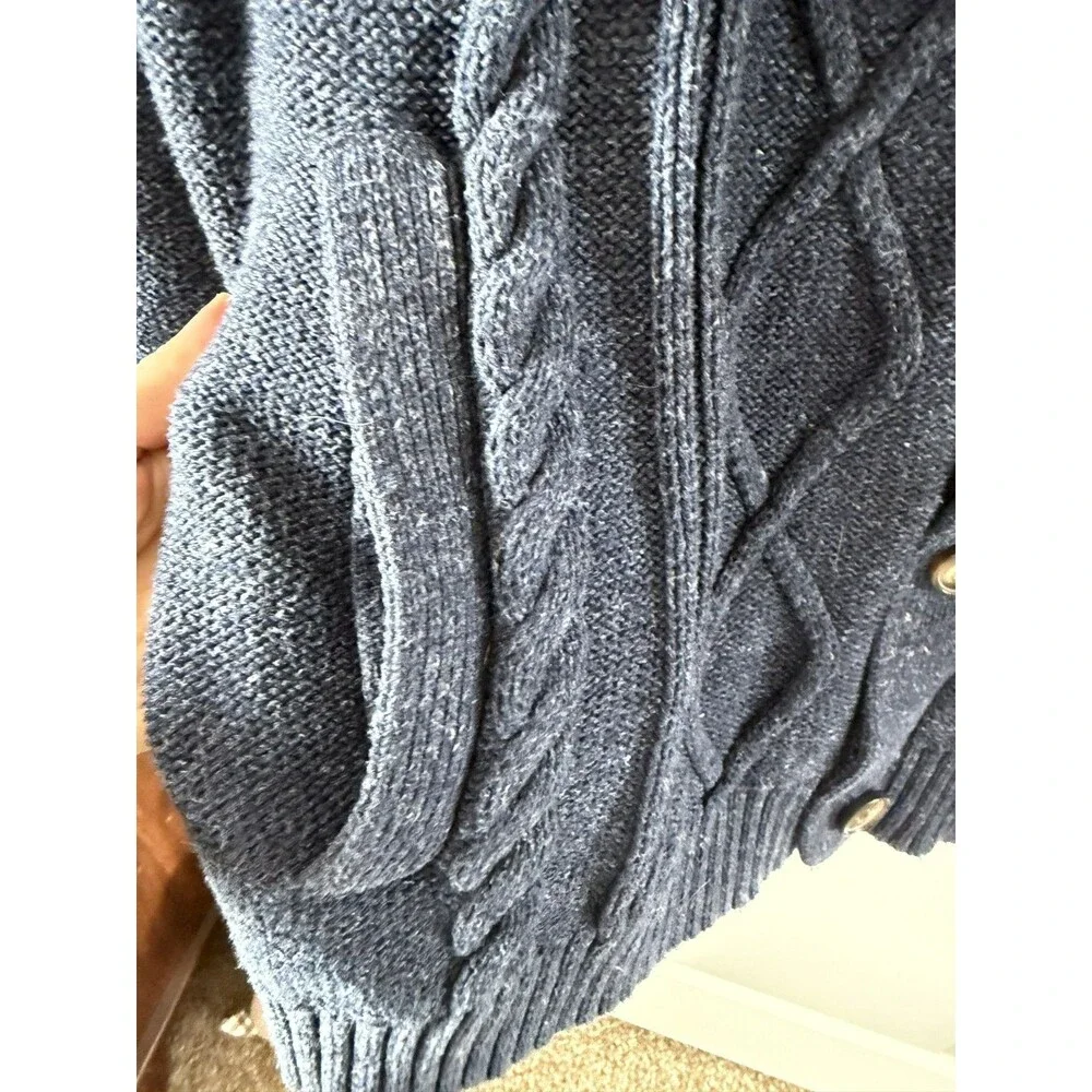 Old Navy Sweater Mens XXL Blue Shawl Collar Cable Knit Button Up Cardigan Cozy